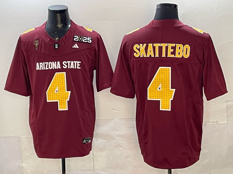 Men Arizona State Sun Devils #4 Skattebo Red 2026 NCAA Jersey 02